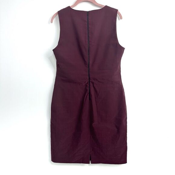 Judith & Charles Plum Sleeveless V-Neck Linen Blend Sheath Dress Sz 12 - Picture 4 of 13
